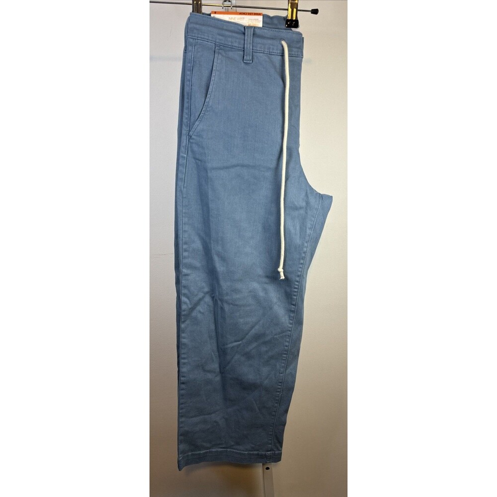 Nine West Wide Leg Crop Pants W/Rope Belt Light Blue Sz 8 Coastal Nautical Stret